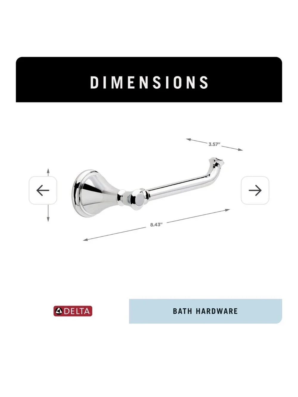 Delta Traditional Chrome Wall Mounted Toilet Paper Holder, Metal, Screw Mount